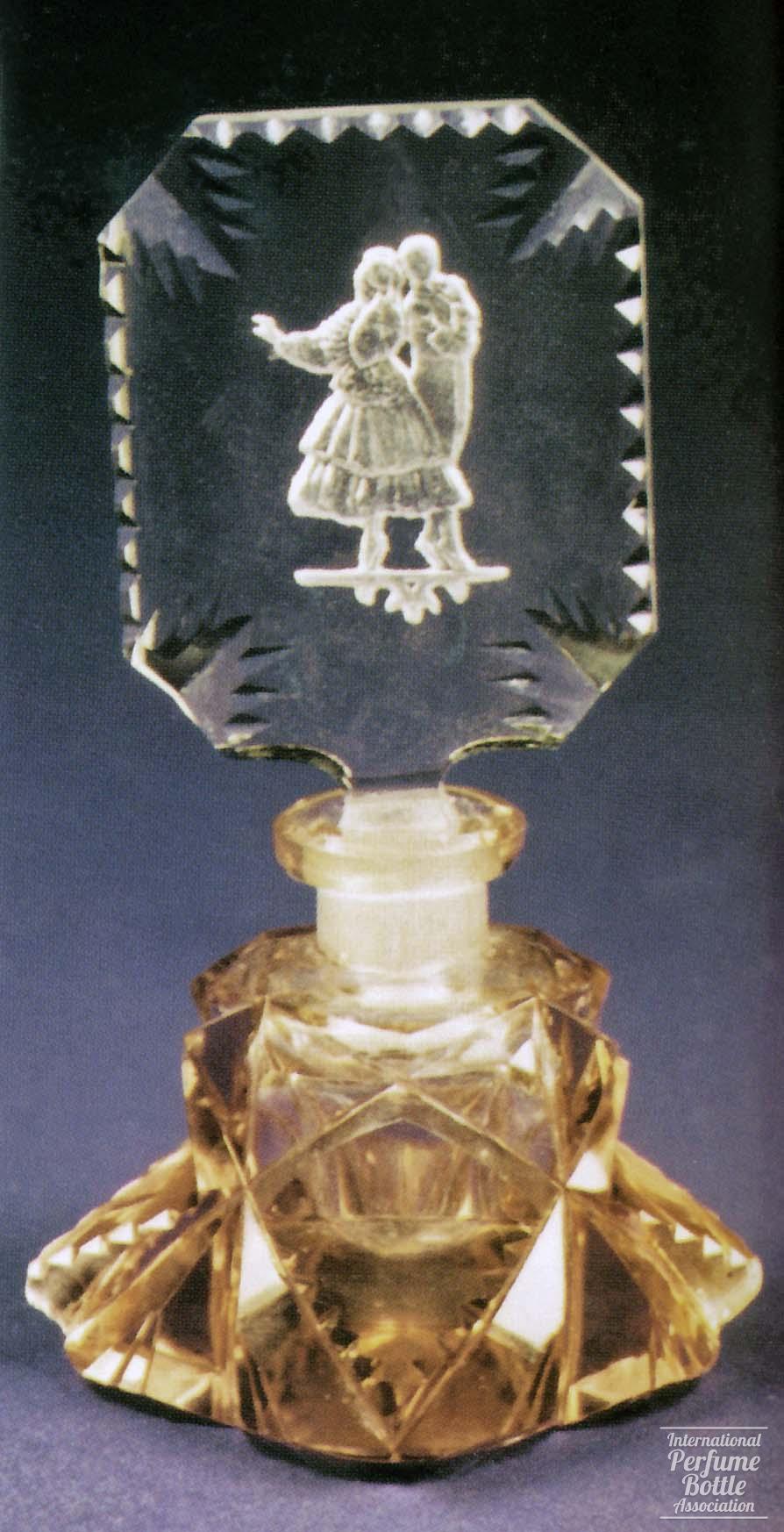 Peach Bottle With Spanish Dancers Stopper