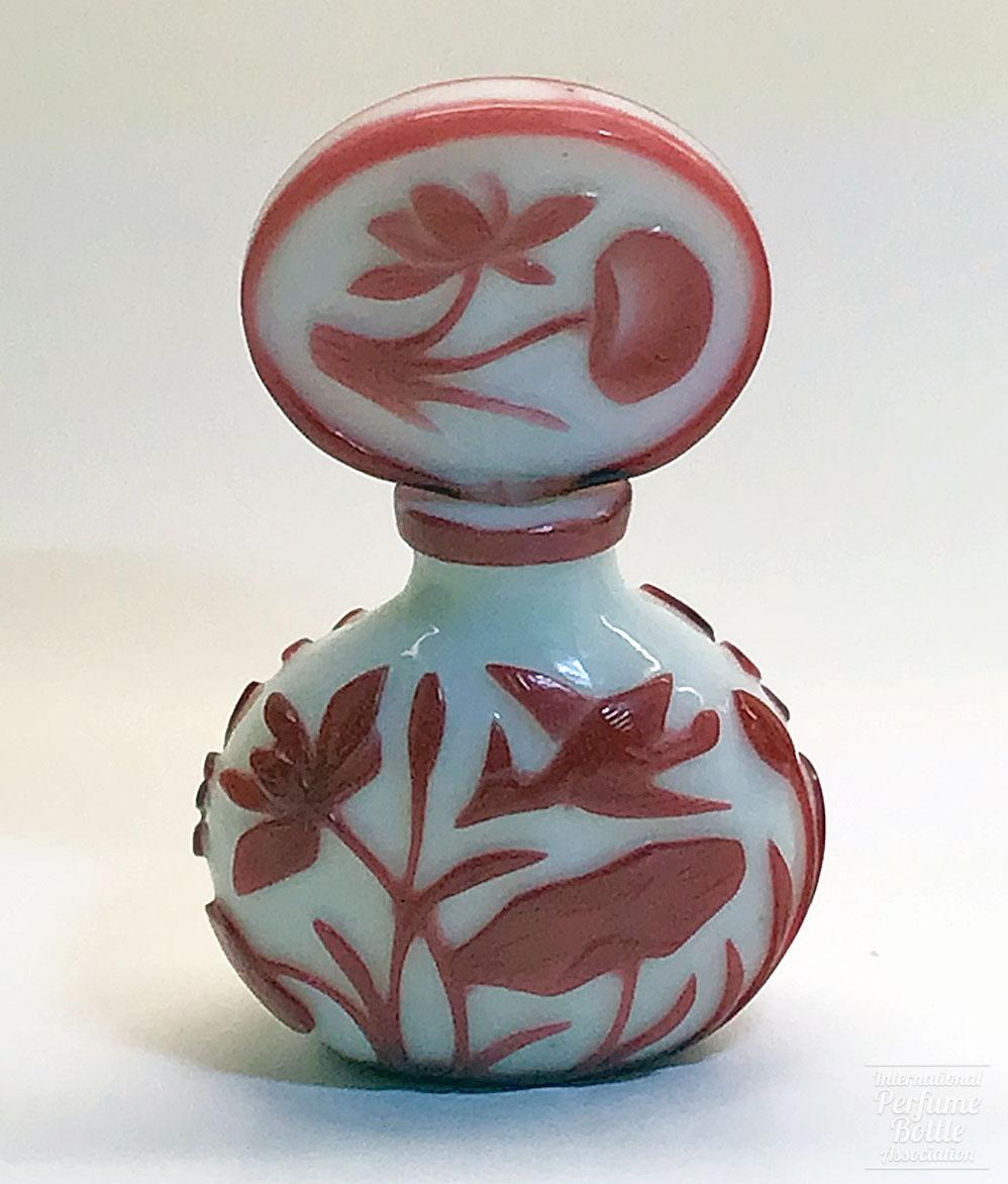 Peking Cameo Glass Bottle With Swooping Bird