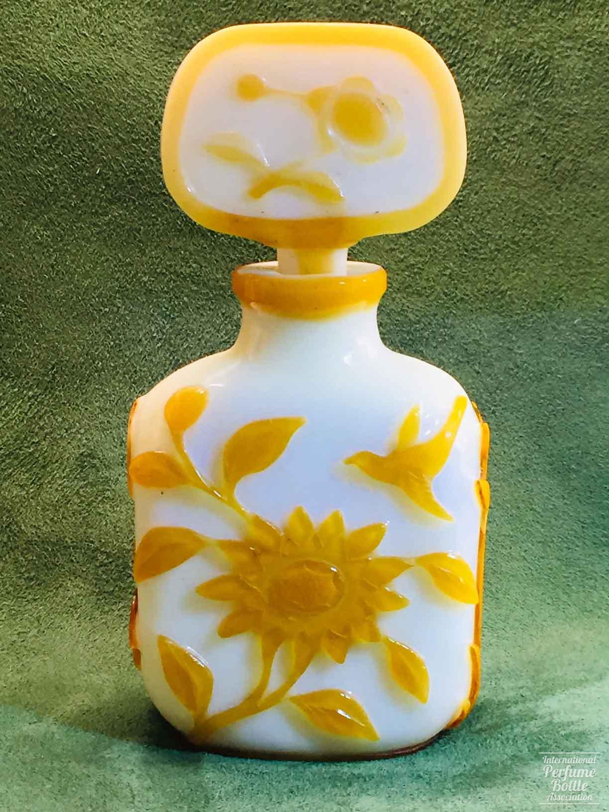 Yellow Over White Peking Cameo Glass Bottle