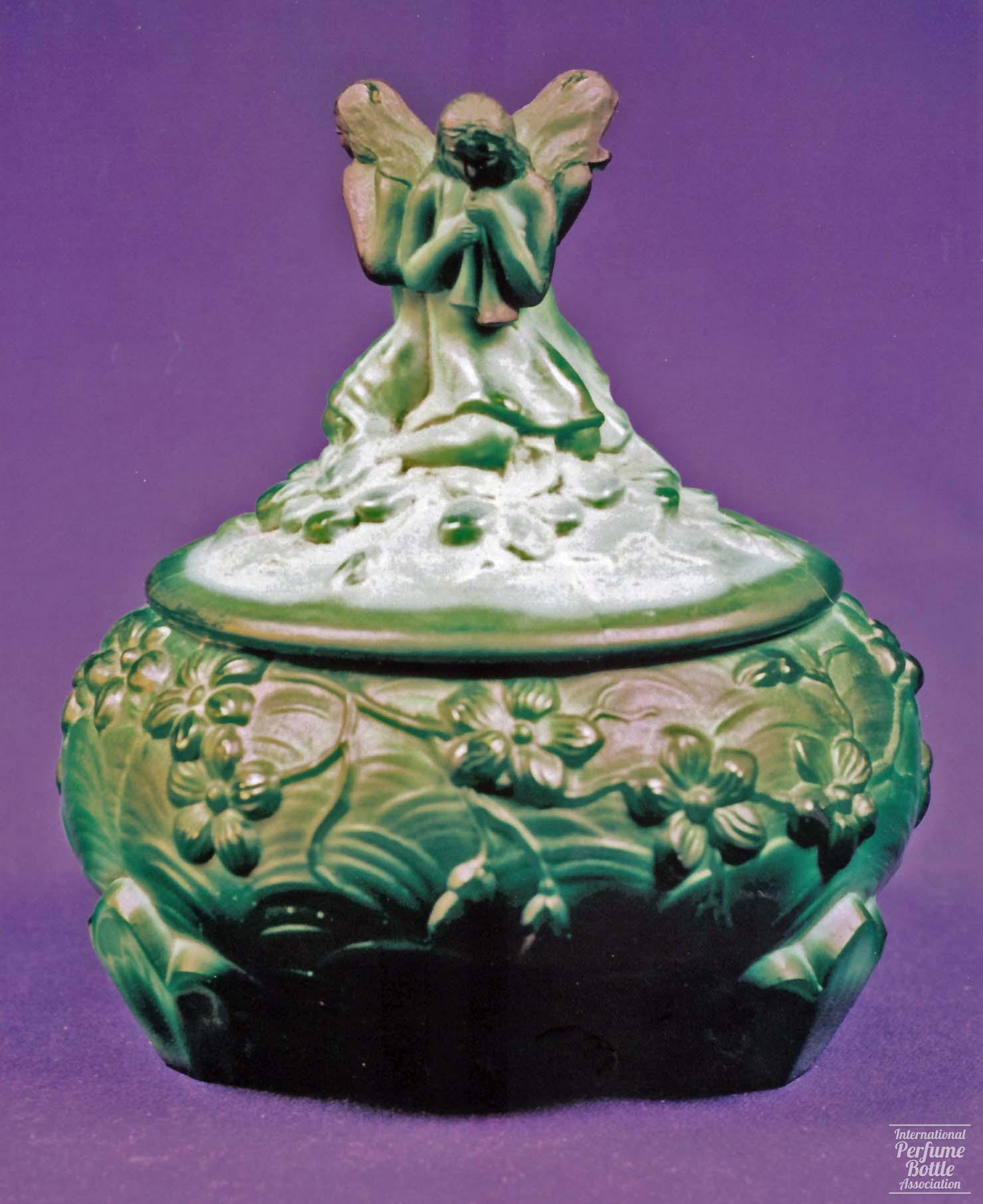 Malachite Powder Jar With Musical Muses