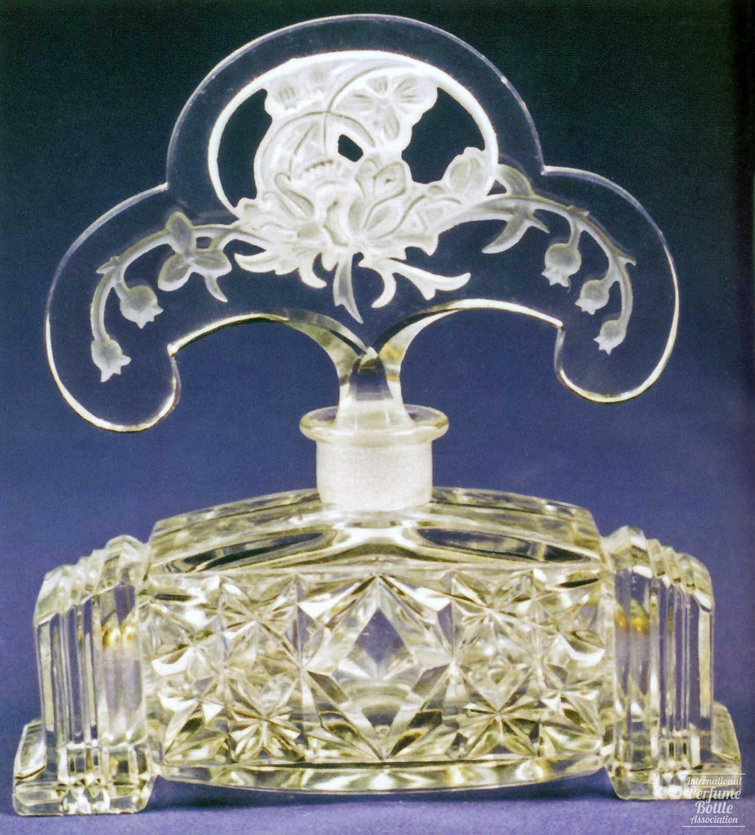 Czech Bottle With Flowered Tiara Stopper