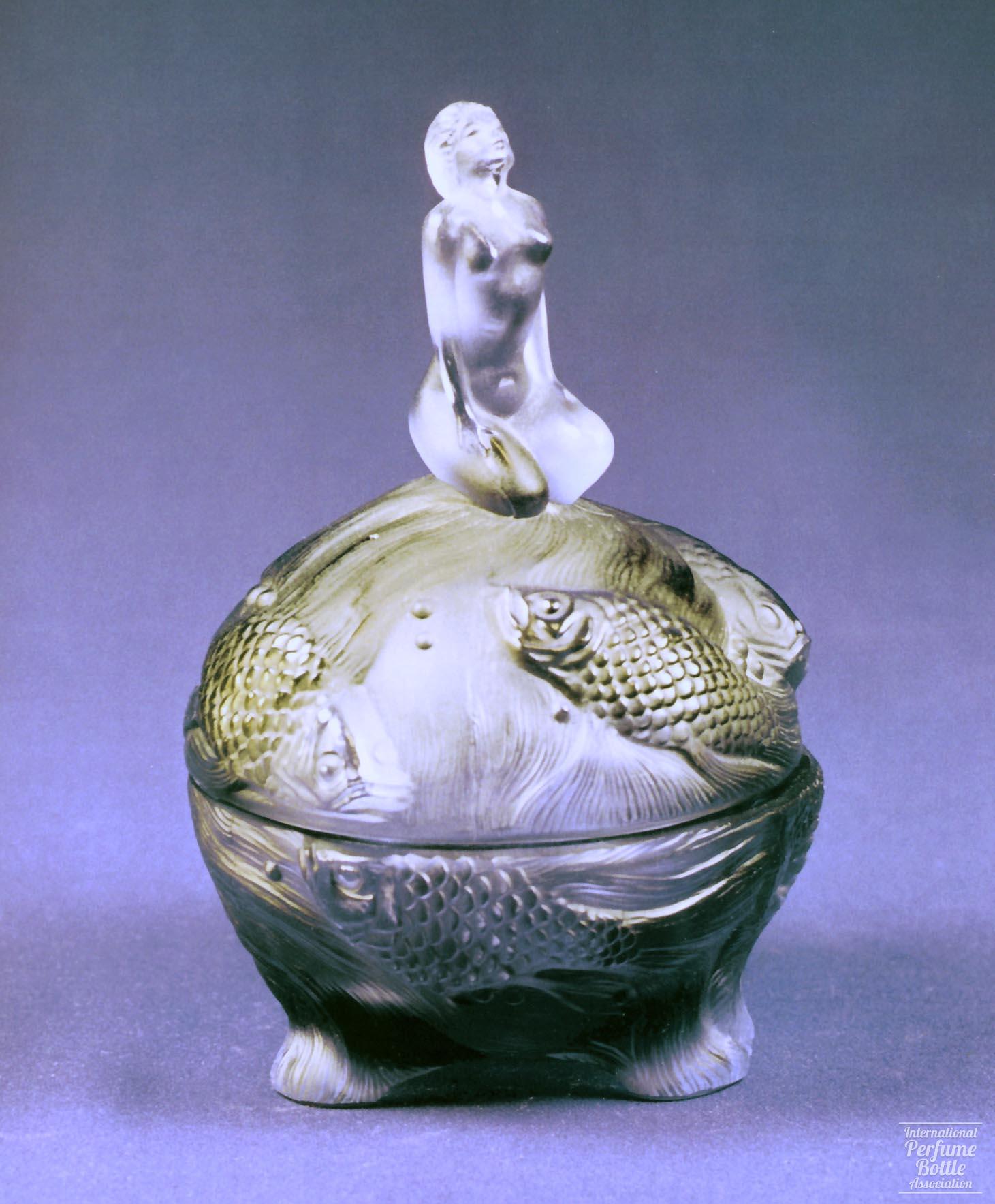Violet Czech Powder Jar With Fish and Venus, Ingrid Line by Schlevogt