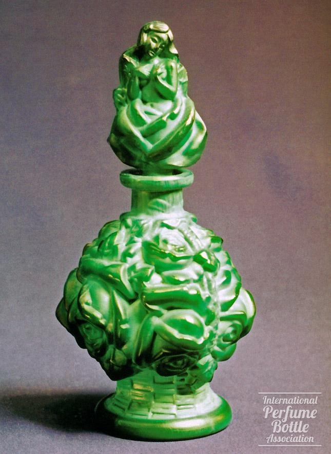 Malachite Bottle With Nude Emerging From a Rose