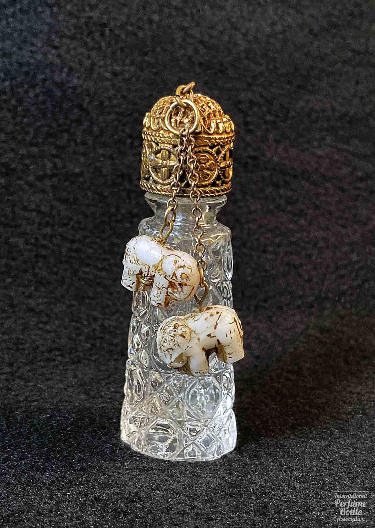 Mini Czech Perfume With Gilded Elephant Dangles