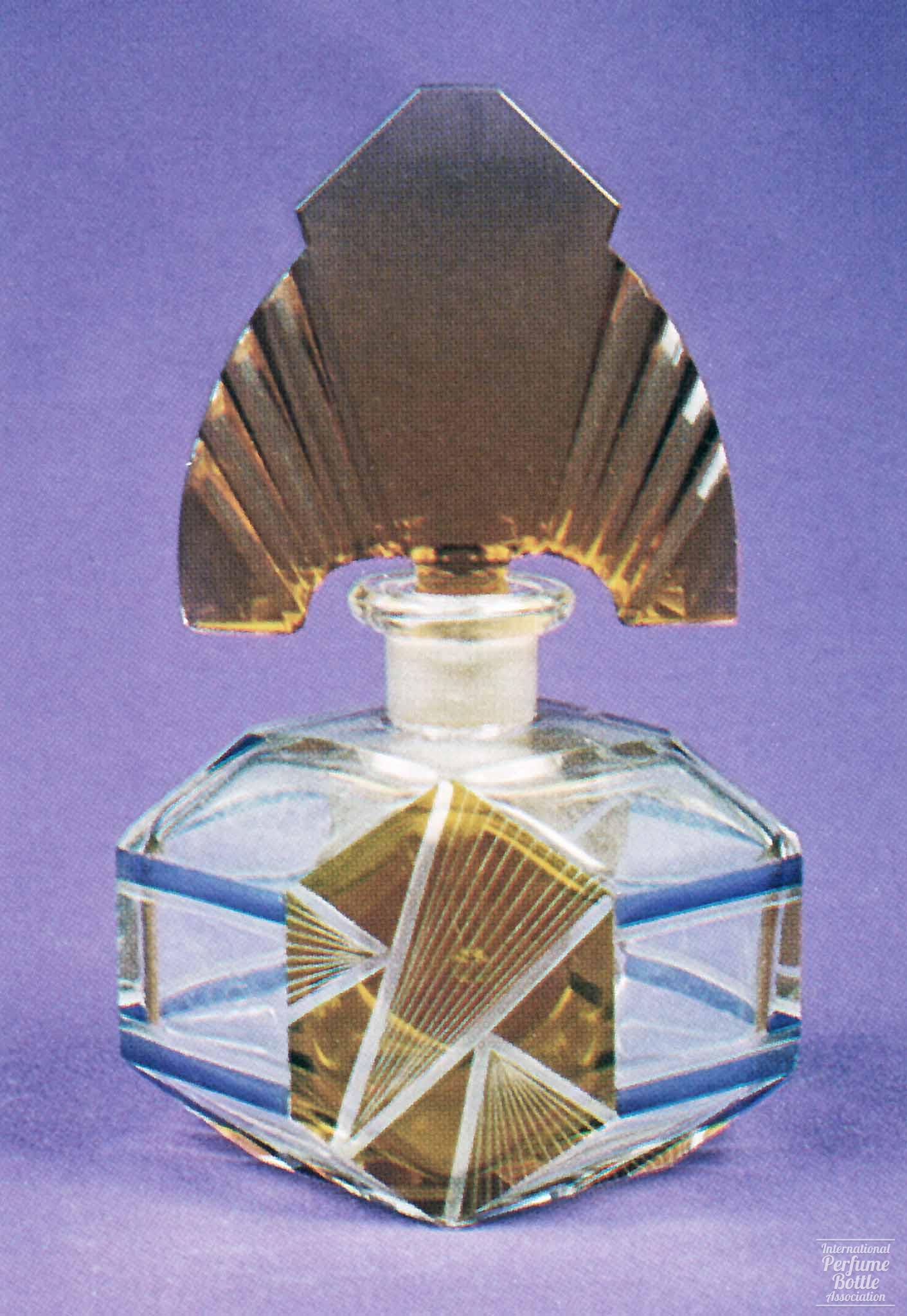 Czech Bottle With Amber and Blue Overlay