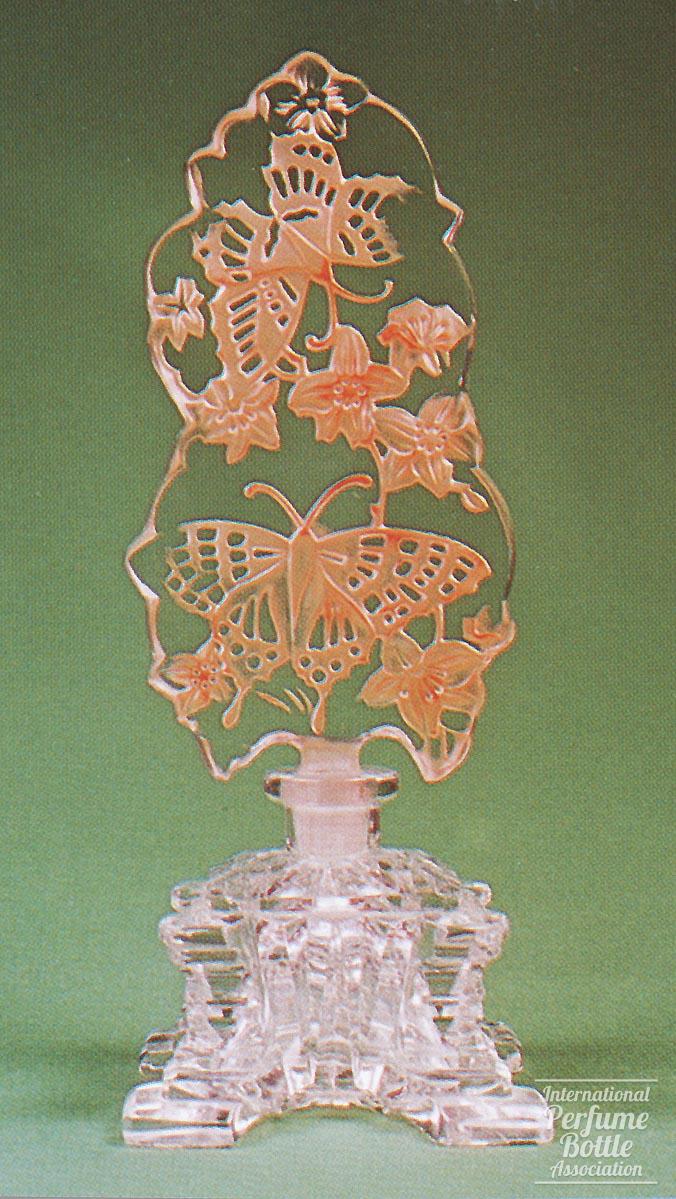 Czech Bottle With Flowers and Butterflies