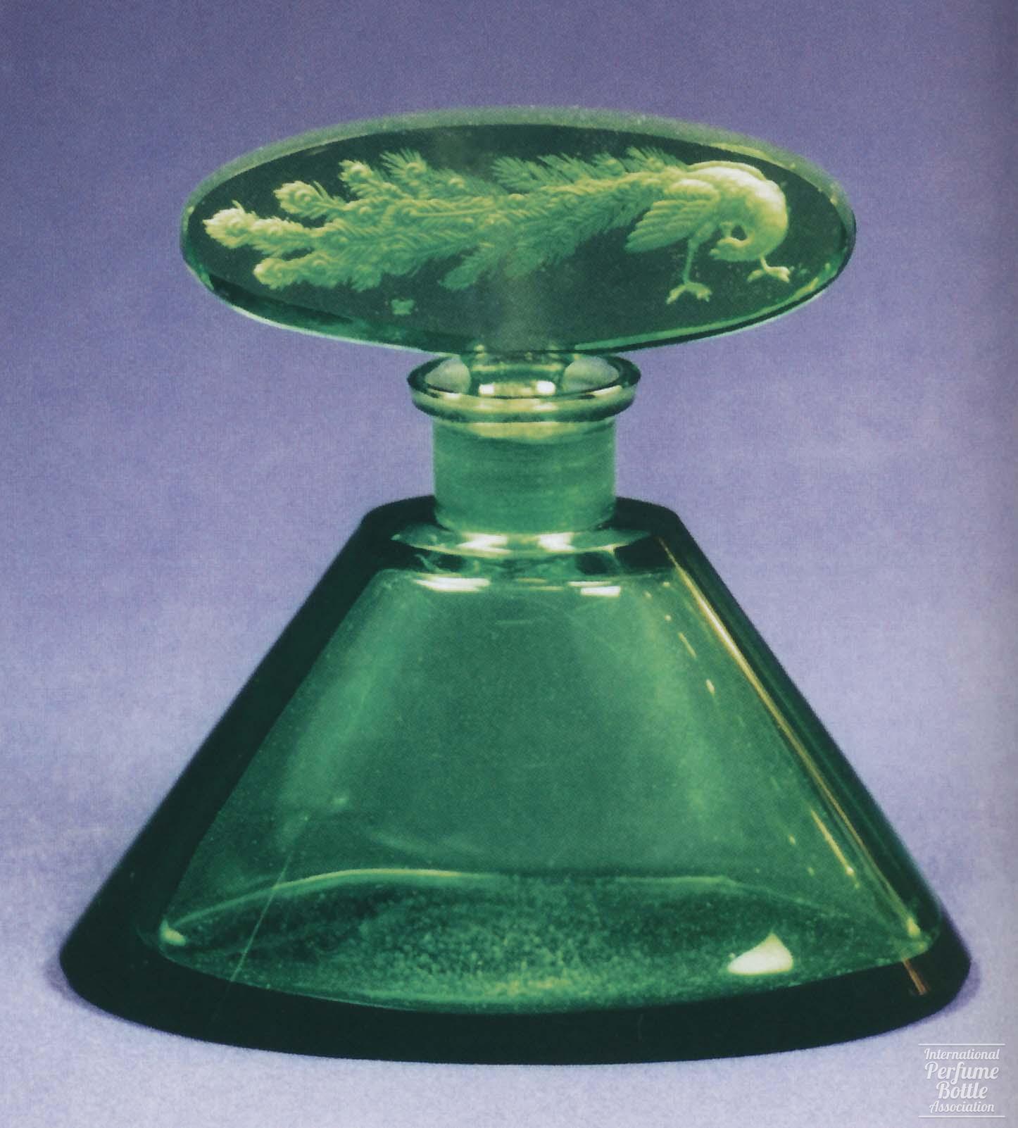 Green Bottle With Peacock Stopper by Hoffmann