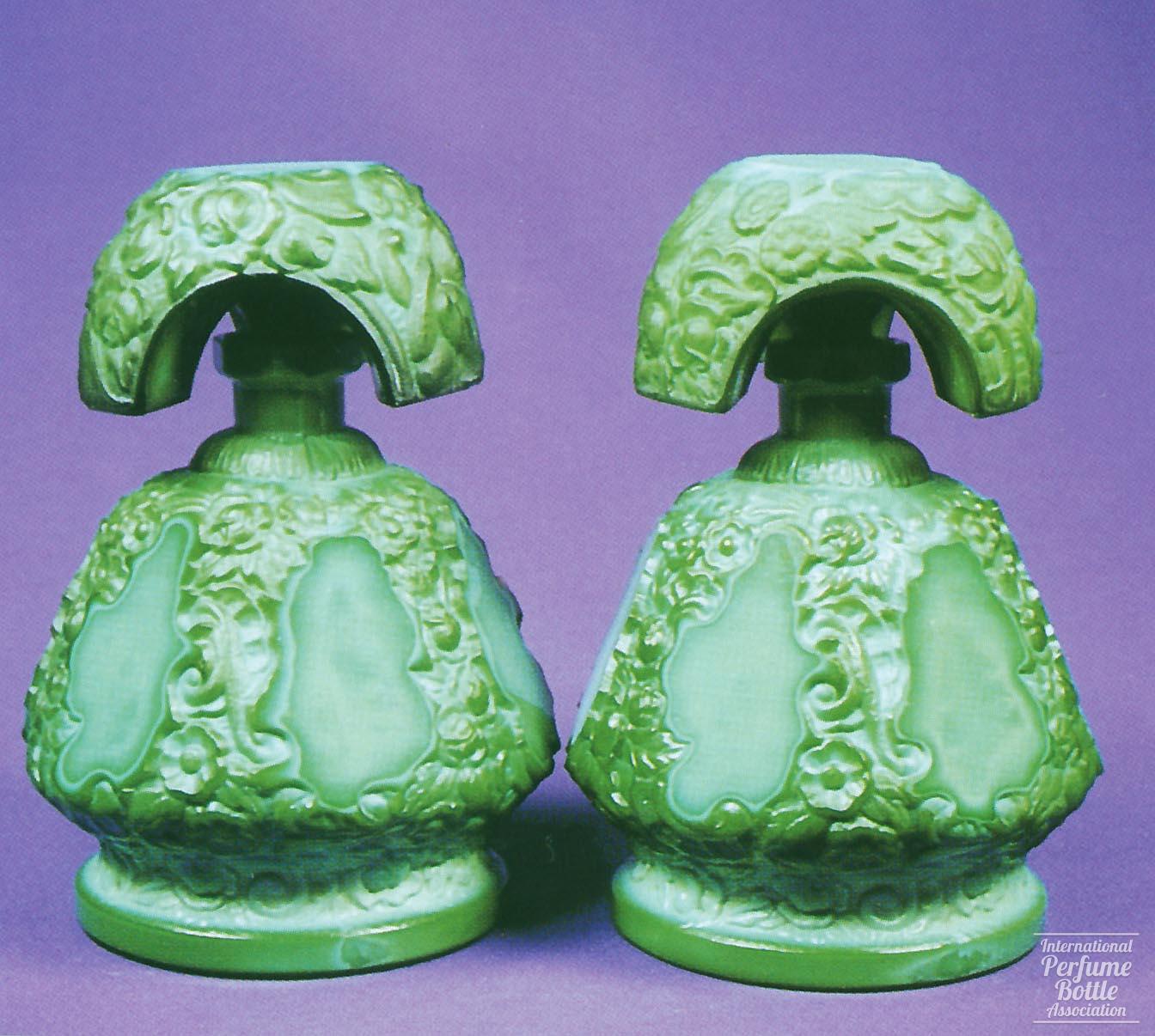 Pair of Malachite Bottles With Tiara Stoppers