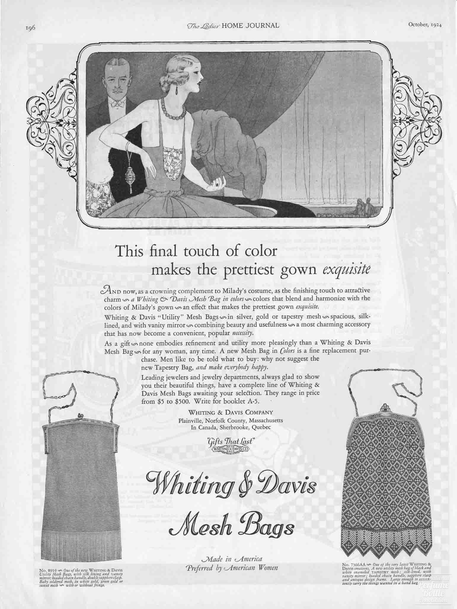 Mesh Bags by Whiting and Davis Advertisement - 1924