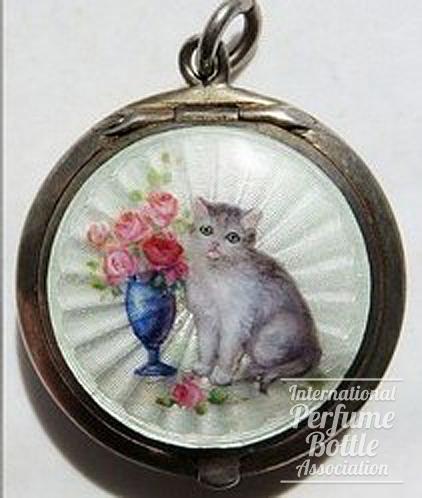 Sterling Enamel Compact With Cat