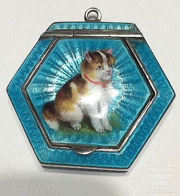 Hexagonal Blue Compact With Cat