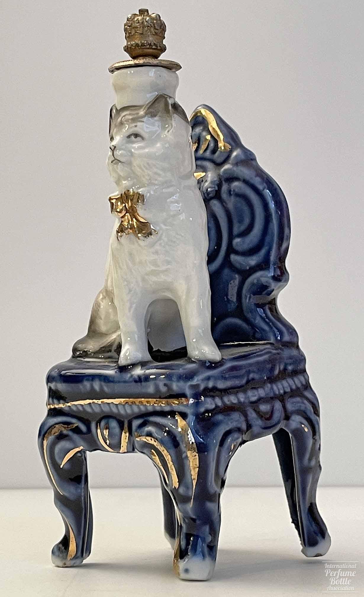 White Cat on Blue Chair Crown Top