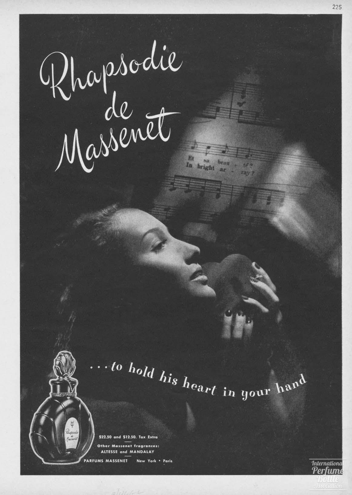 "Rhapsodie" by Massenet Advertisement - 1946