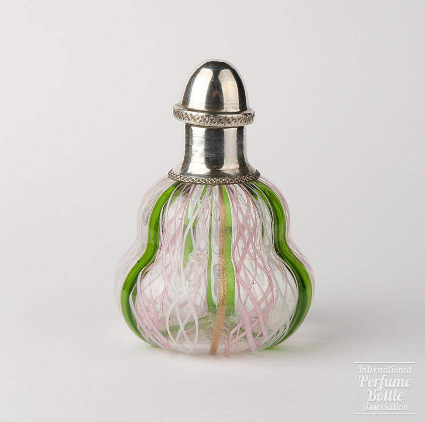 Pink and Green Murano Glass Bottle