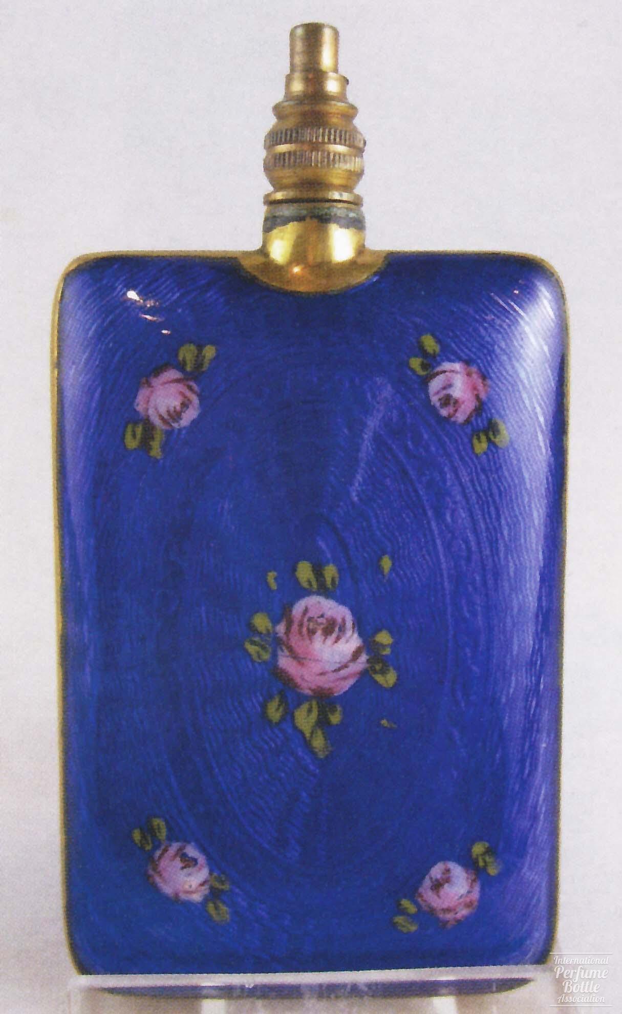 Blue  Champlevé Bottle With Pink Flowers