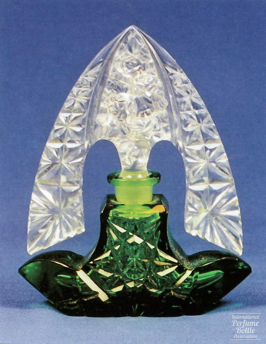 Green and Clear Boat Shaped Bottle