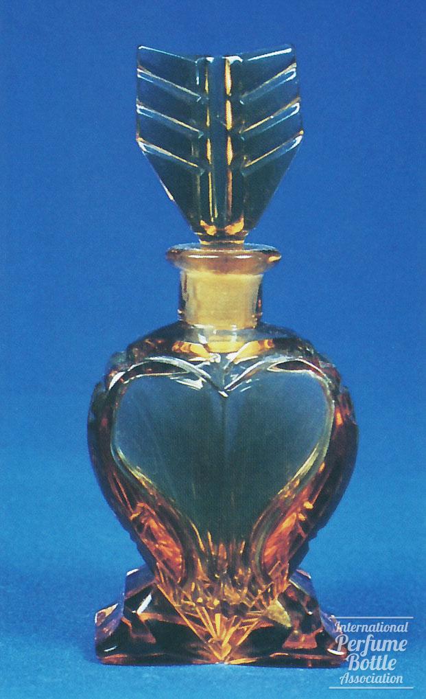 Amber Heart and Arrow Czech Bottle
