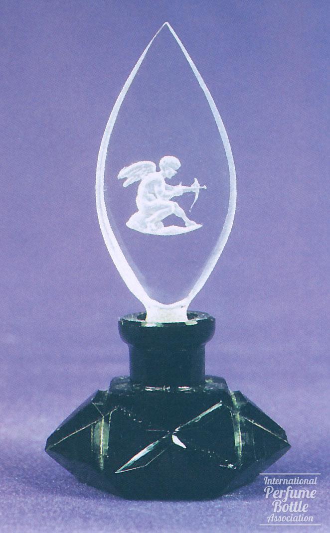 Black and Clear Czech With Crouching Cupid