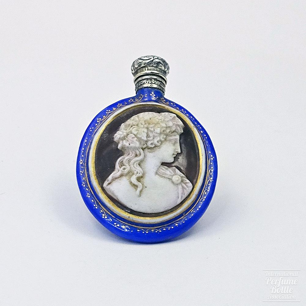 Blue Porcelain Bottle With Cameo