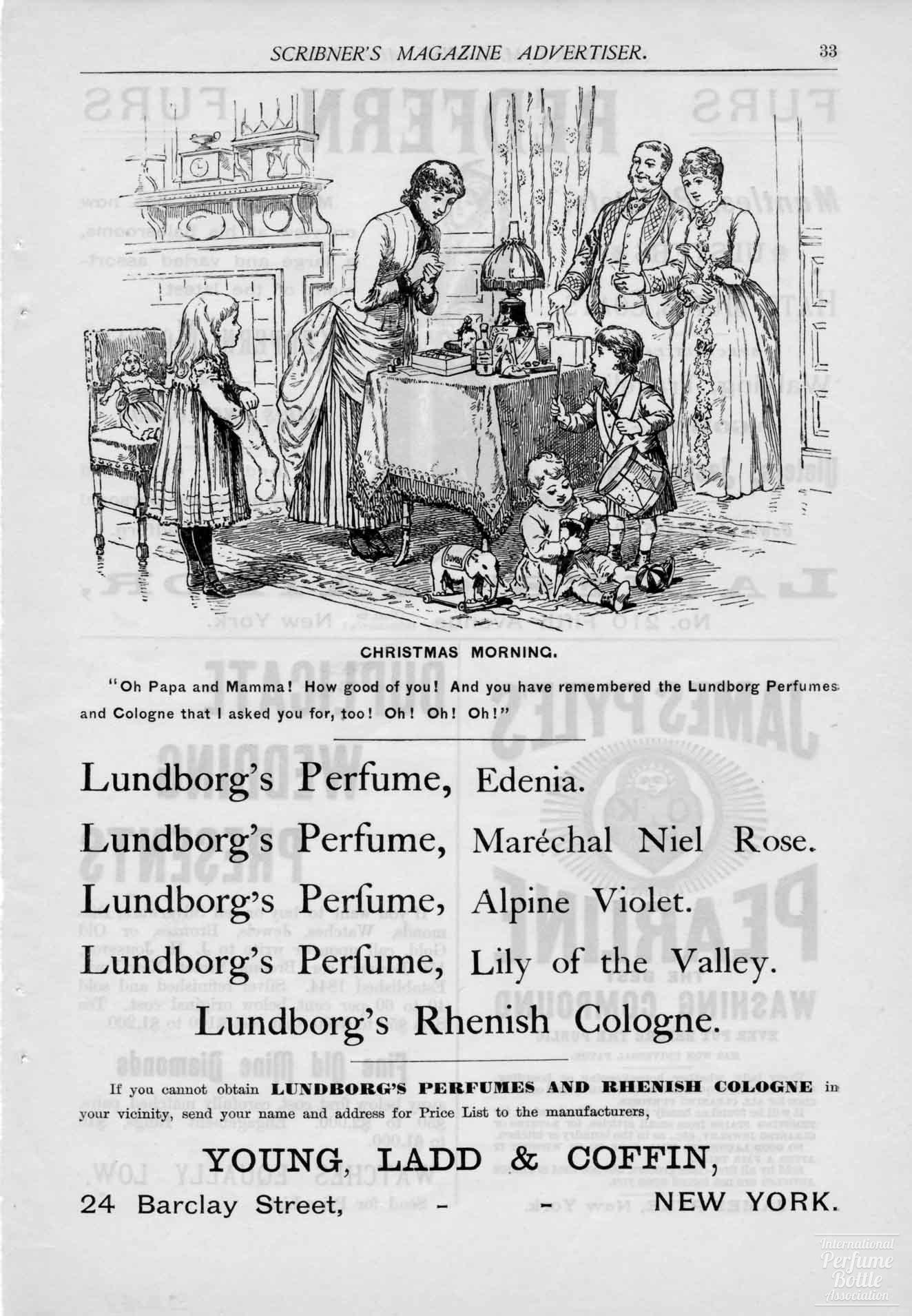 Perfumes by Lundborg Christmas Advertisement - 1887