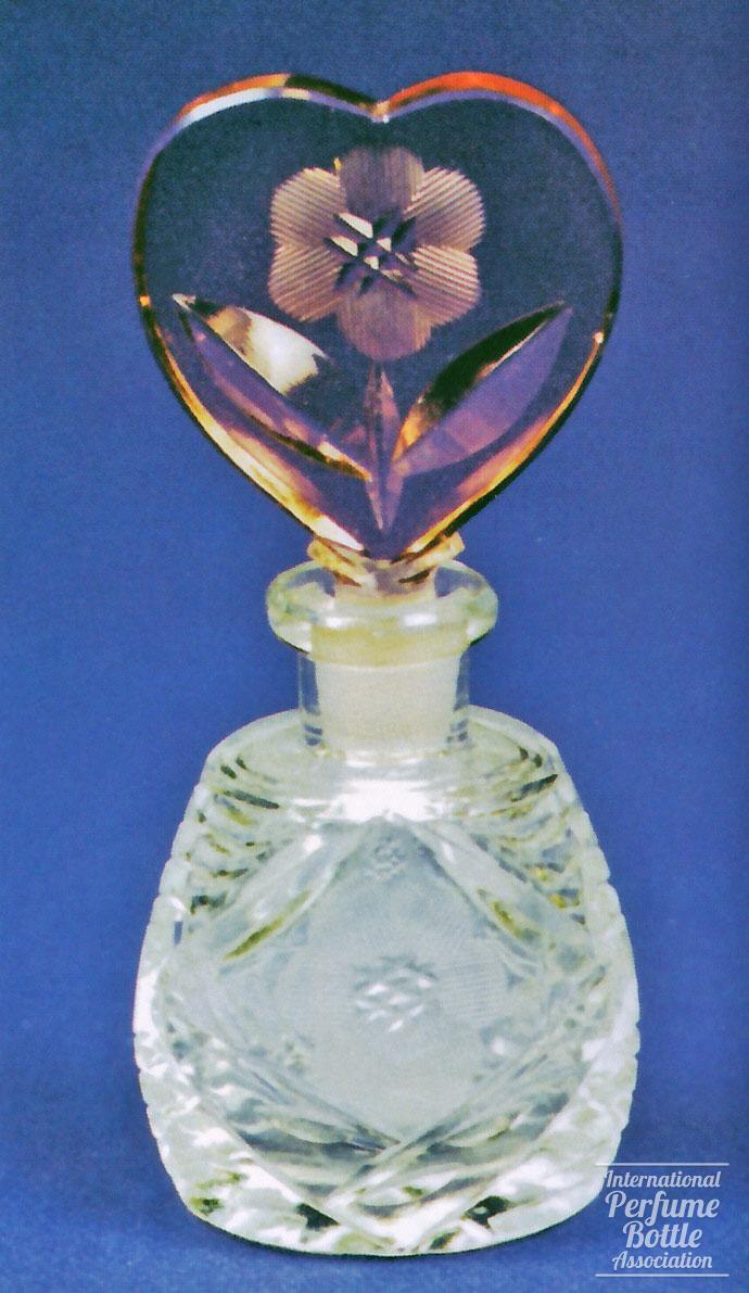 Pink Flowered Heart Czech Bottle
