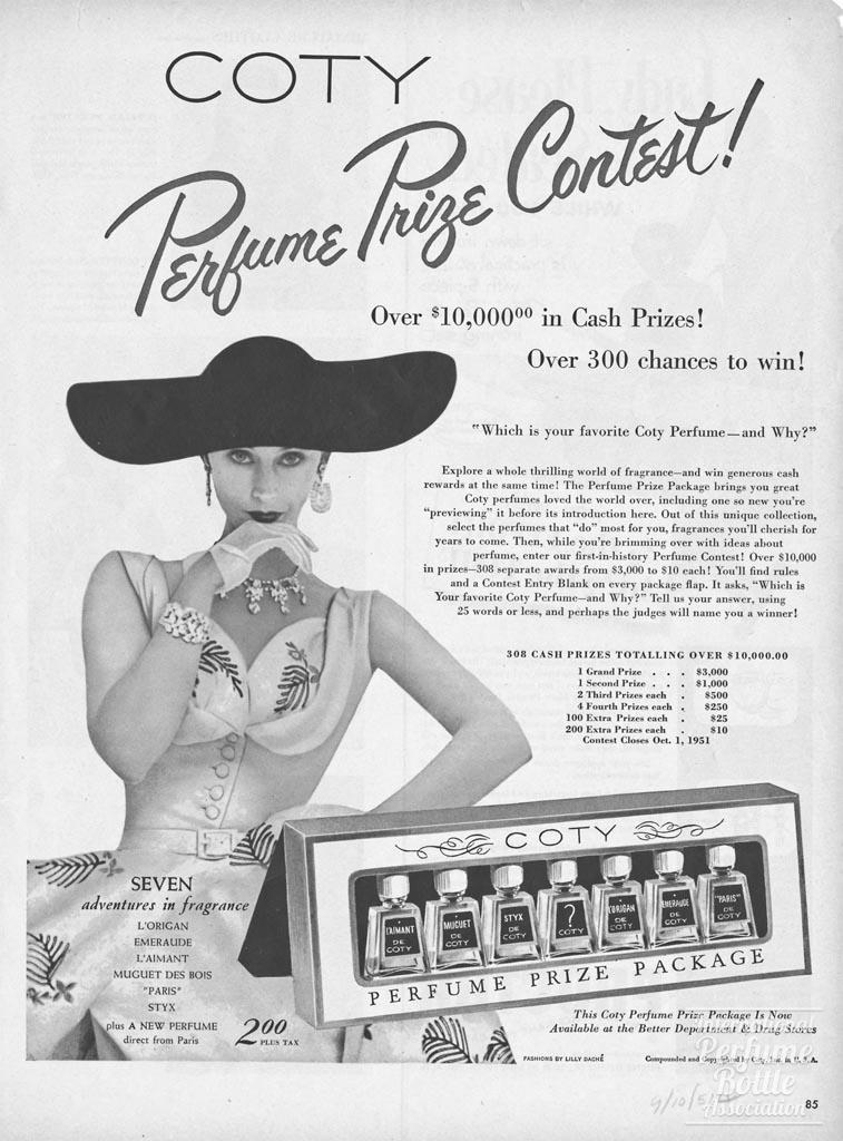Perfumes by Coty Contest Advertisement - 1951
