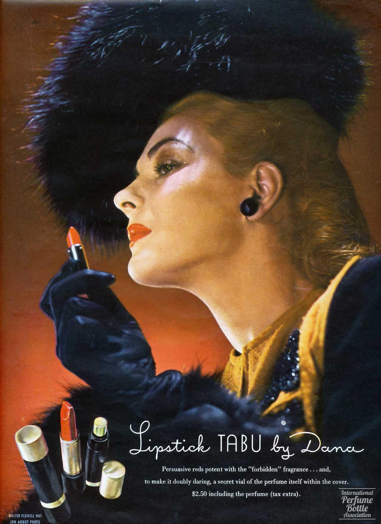 Lipstick and "Tabu" by Dana Advertisement - 1944