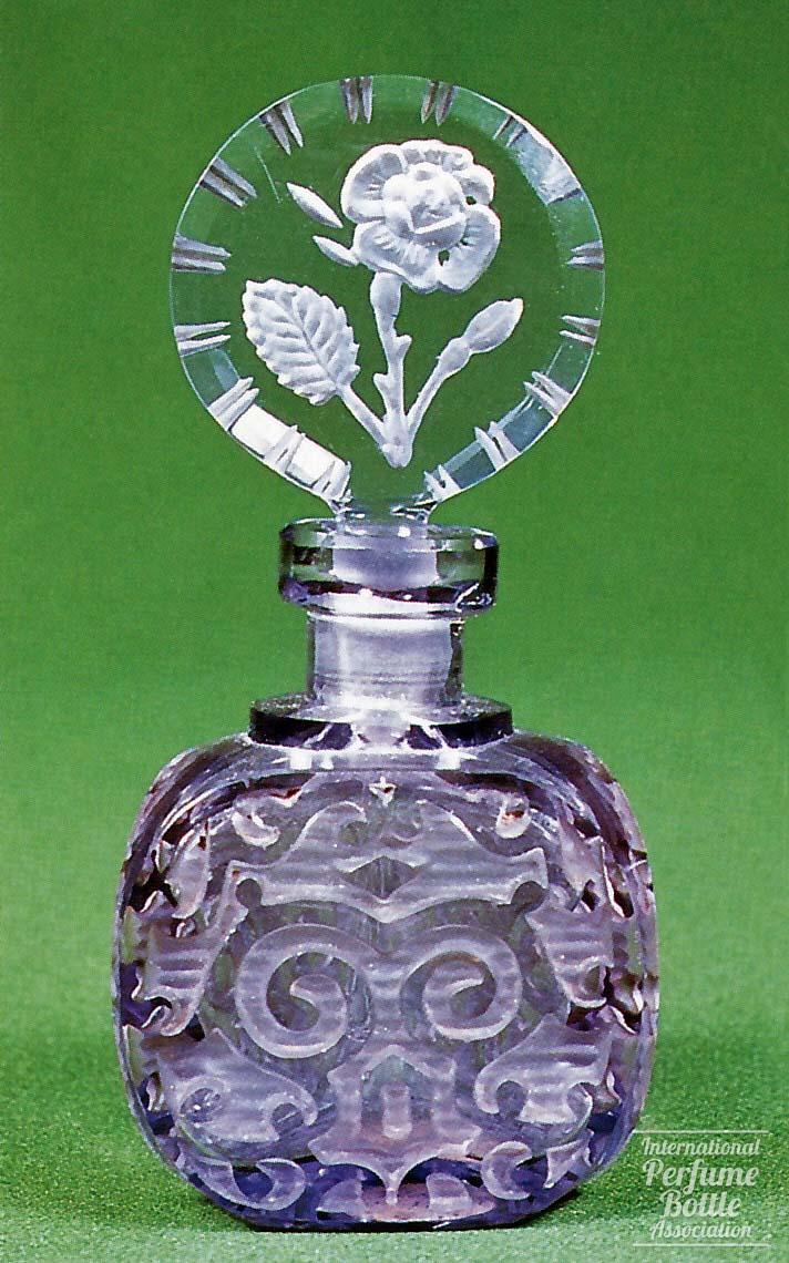 Violet Czech Bottle With Rose Stopper