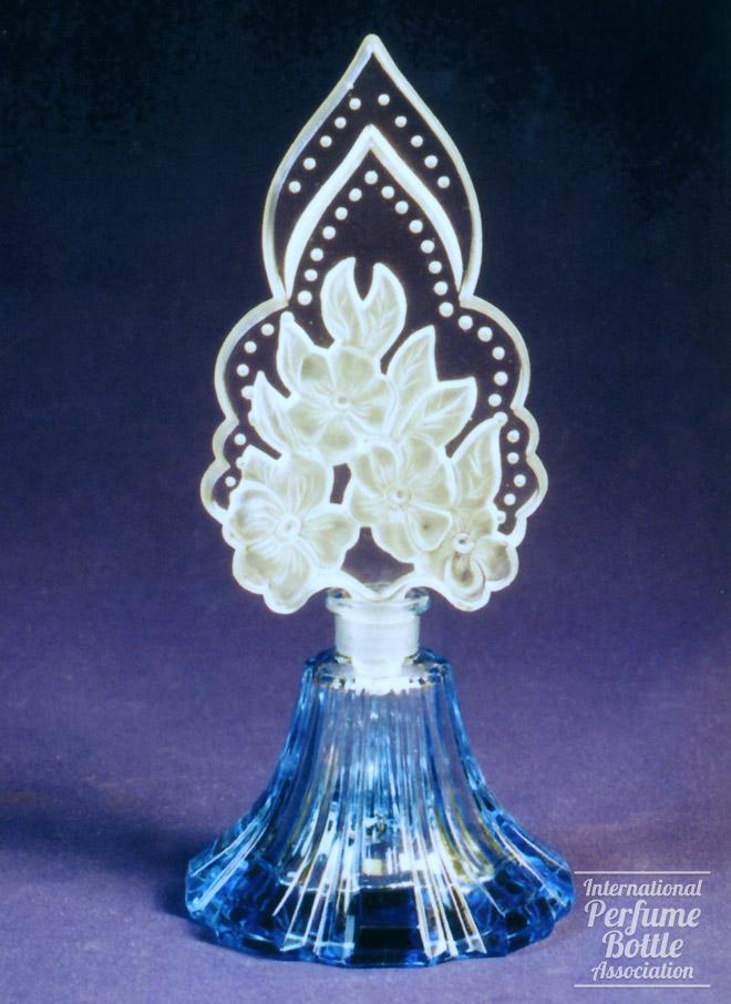 Blue Czech With Floral Stopper