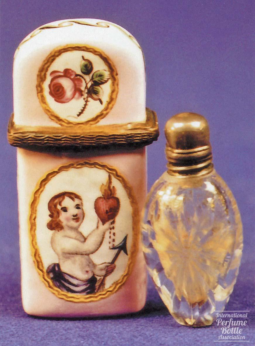 Pink Enamel Box With Cupids for Glass Perfume