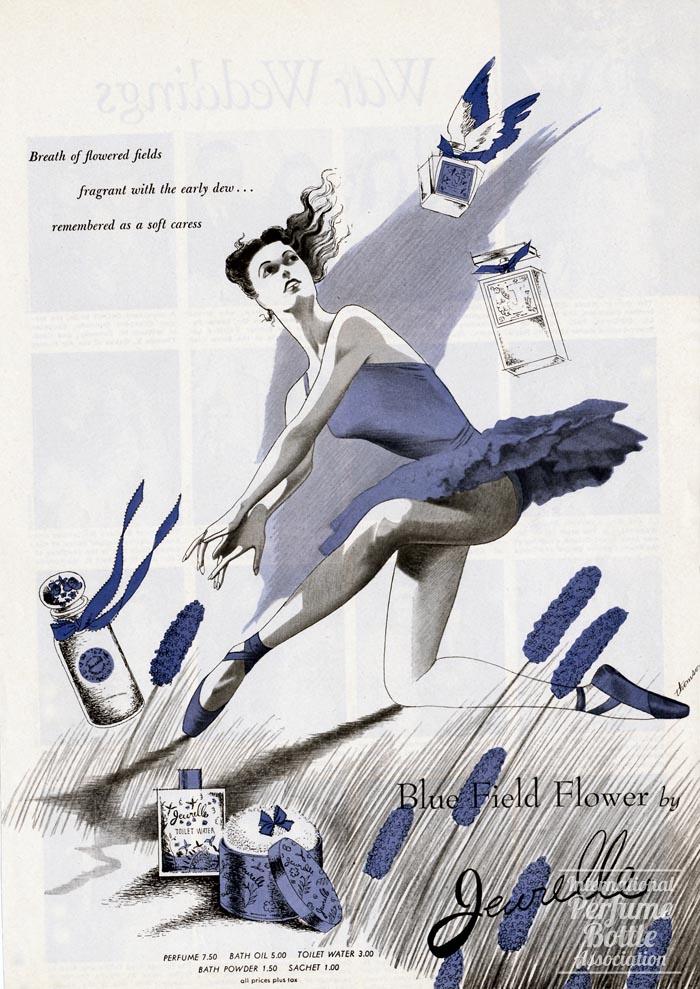 "Blue Field Flower" by Jeurelle Advertisement - 1945