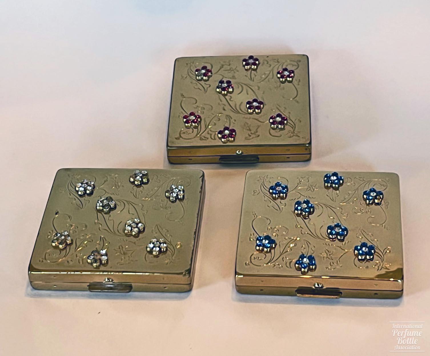 Jeweled Flowered Compacts by Elizabeth Arden