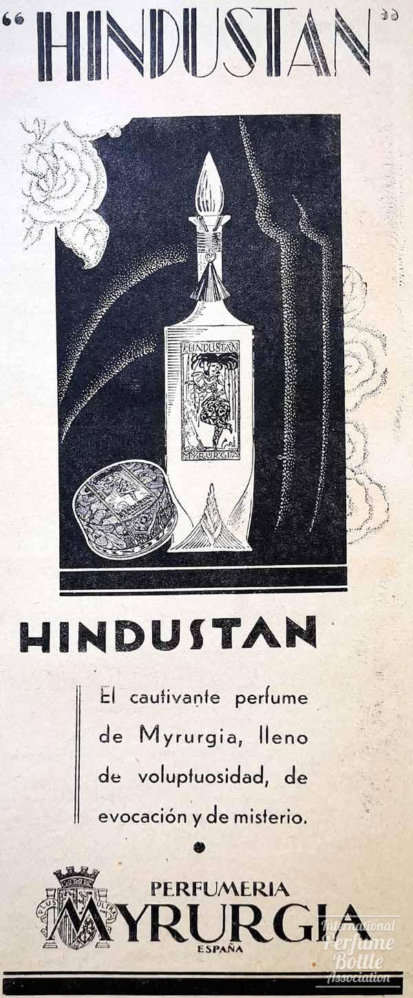 "Hindustan" by Myrurgia Advertisement - 1933