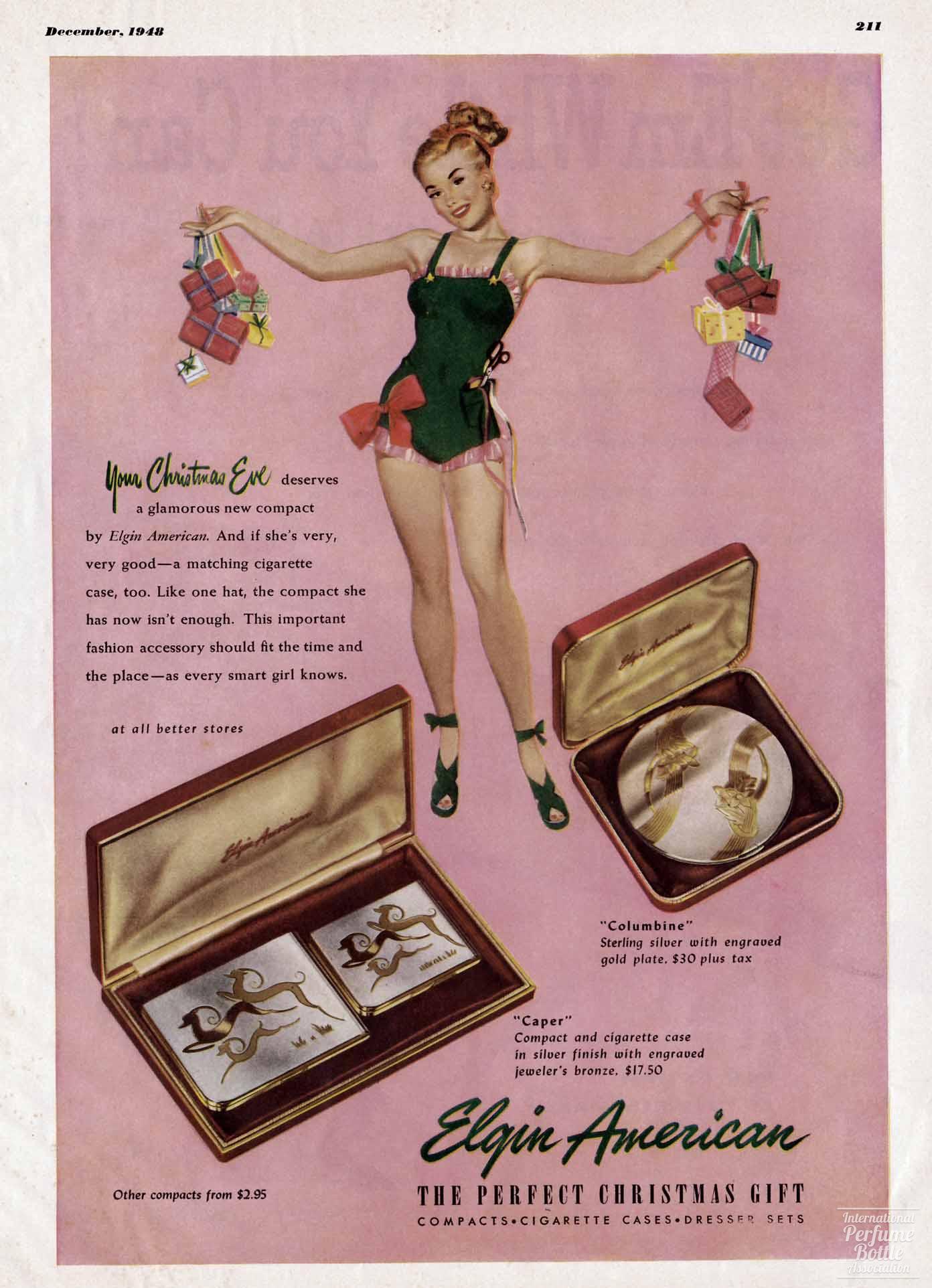 Compacts by Elgin American Christmas Advertisement - 1948