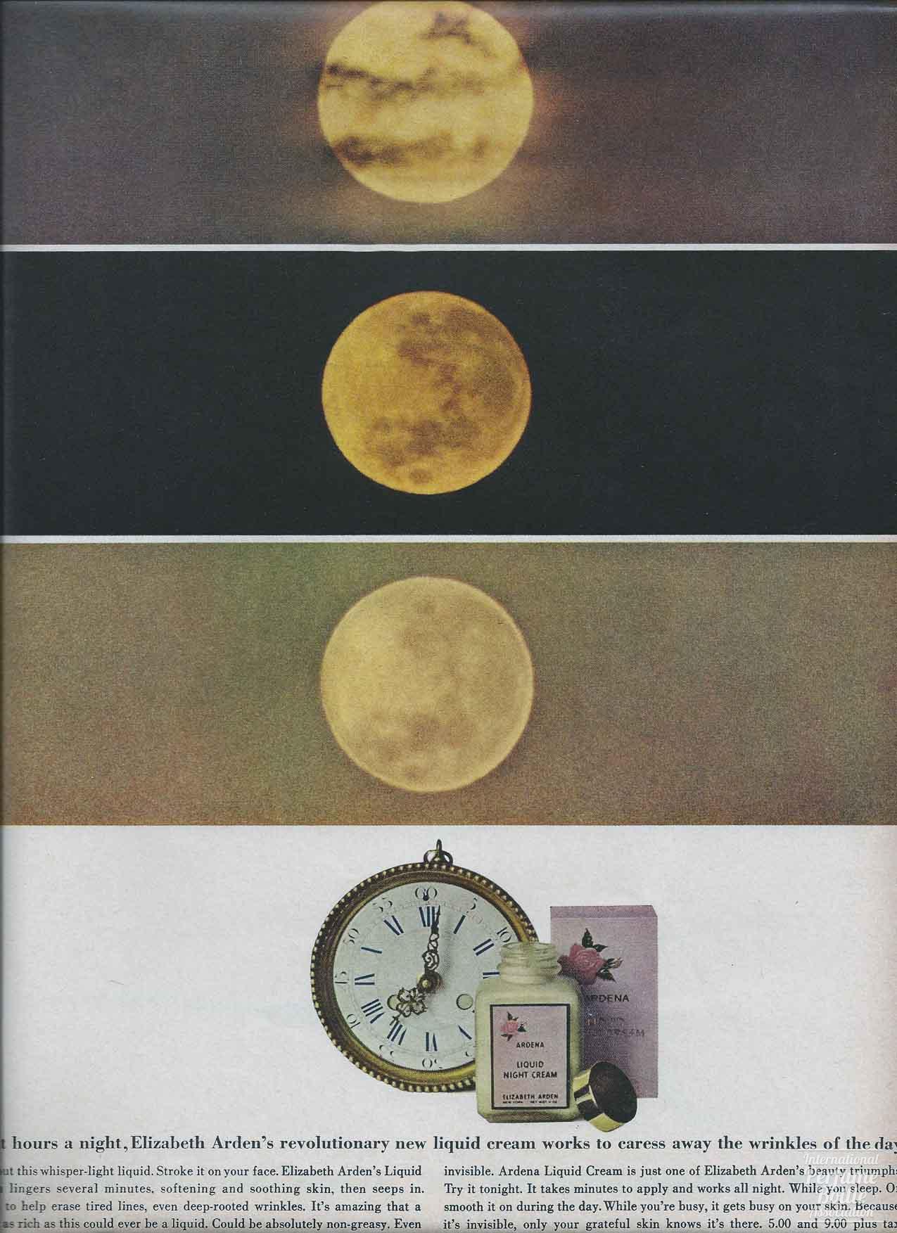 Liquid Night Cream by Elizabeth Arden Advertisement - 1964