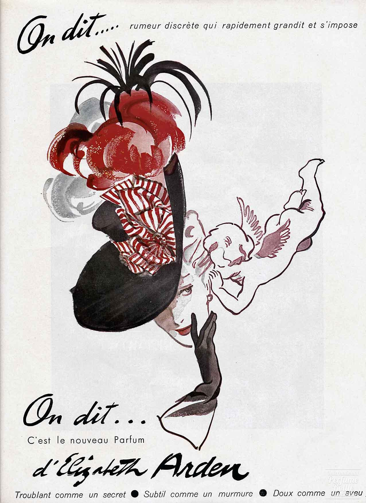 "On Dit" by Elizabeth Arden Advertisement - 1950's