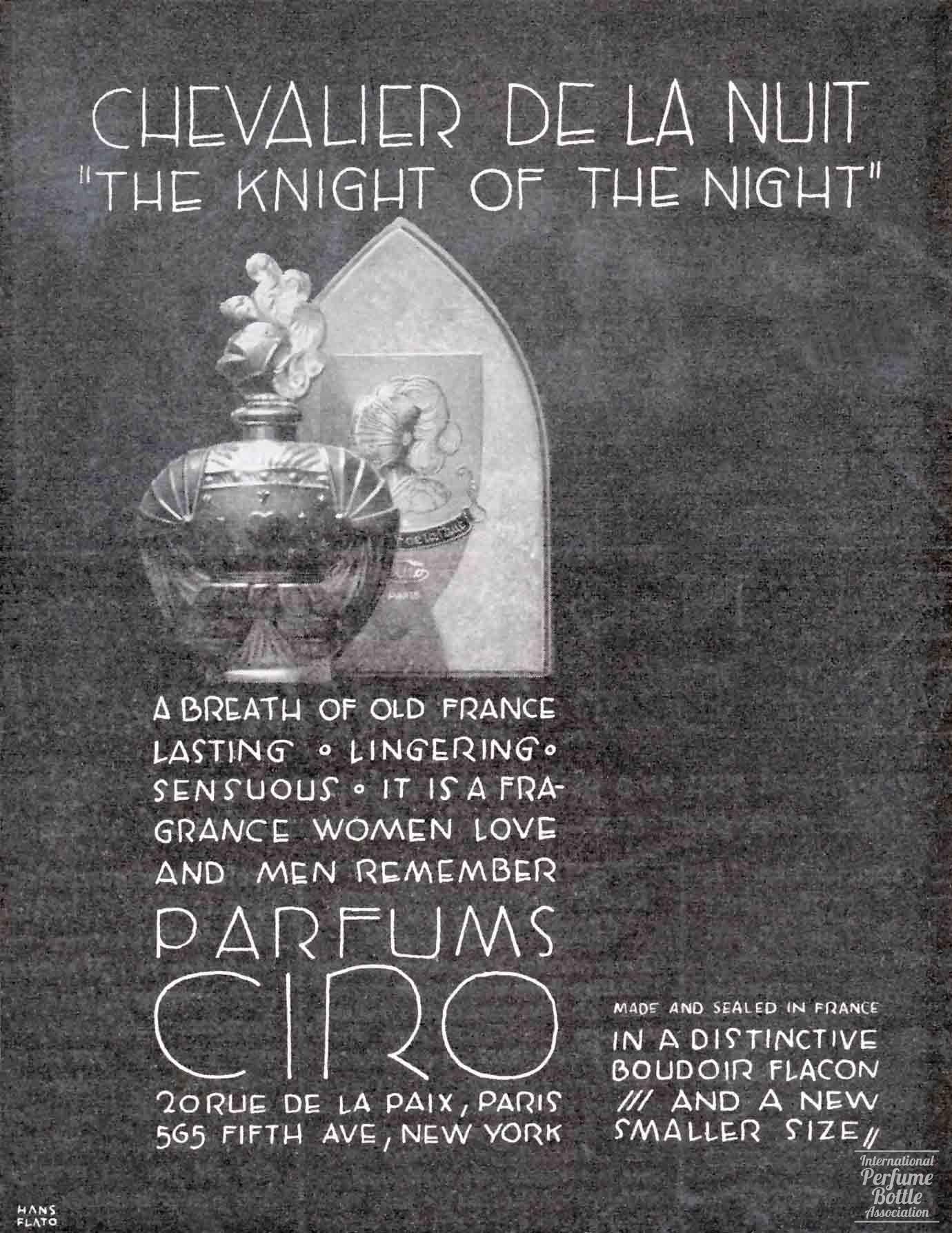 "Chevalier de la Nuit" by Ciro Advertisement - 1928