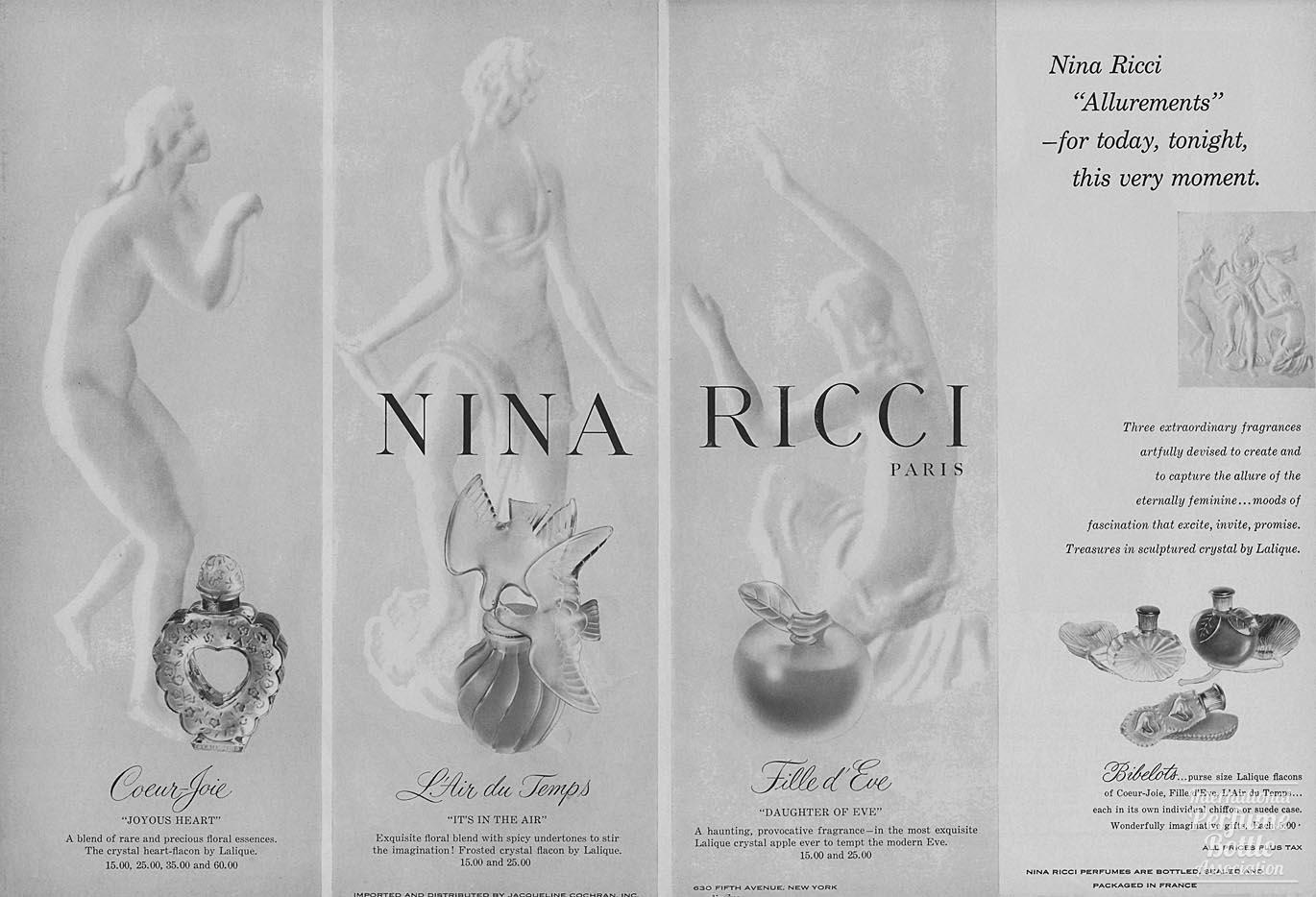 Fragrances by Nina Ricci Advertisement - 1956