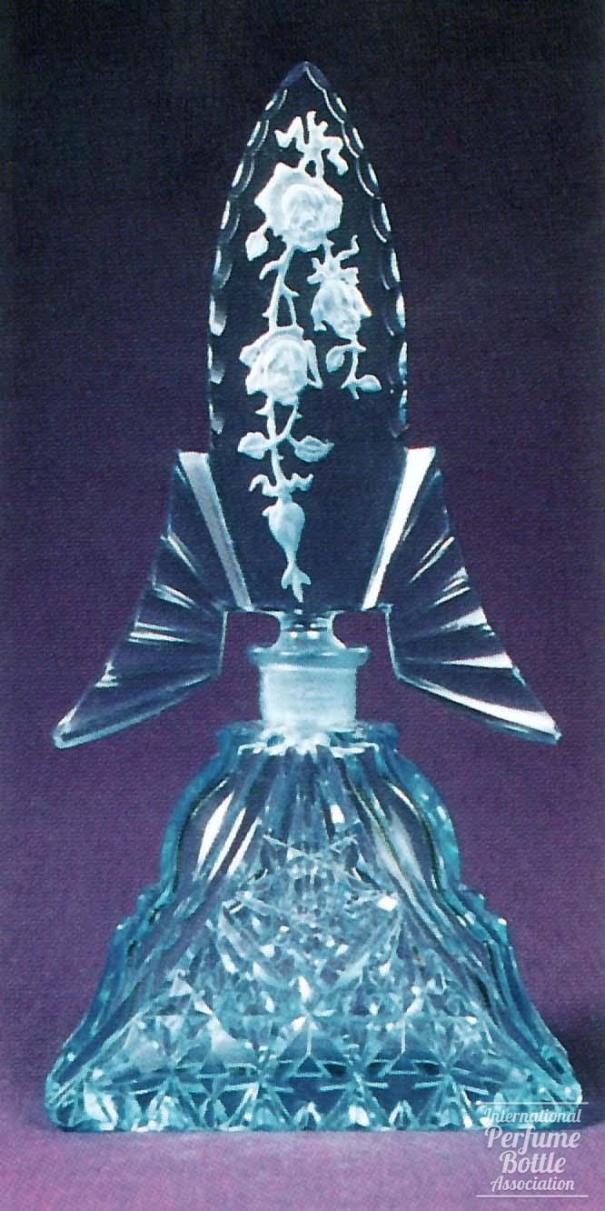 Blue Czech Bottle With Tiara Stopper