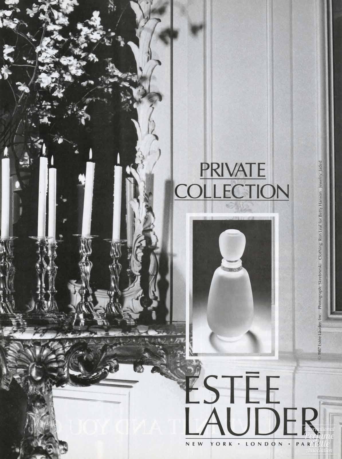 "Private Collection" by Estée Lauder Advertisement – 1987