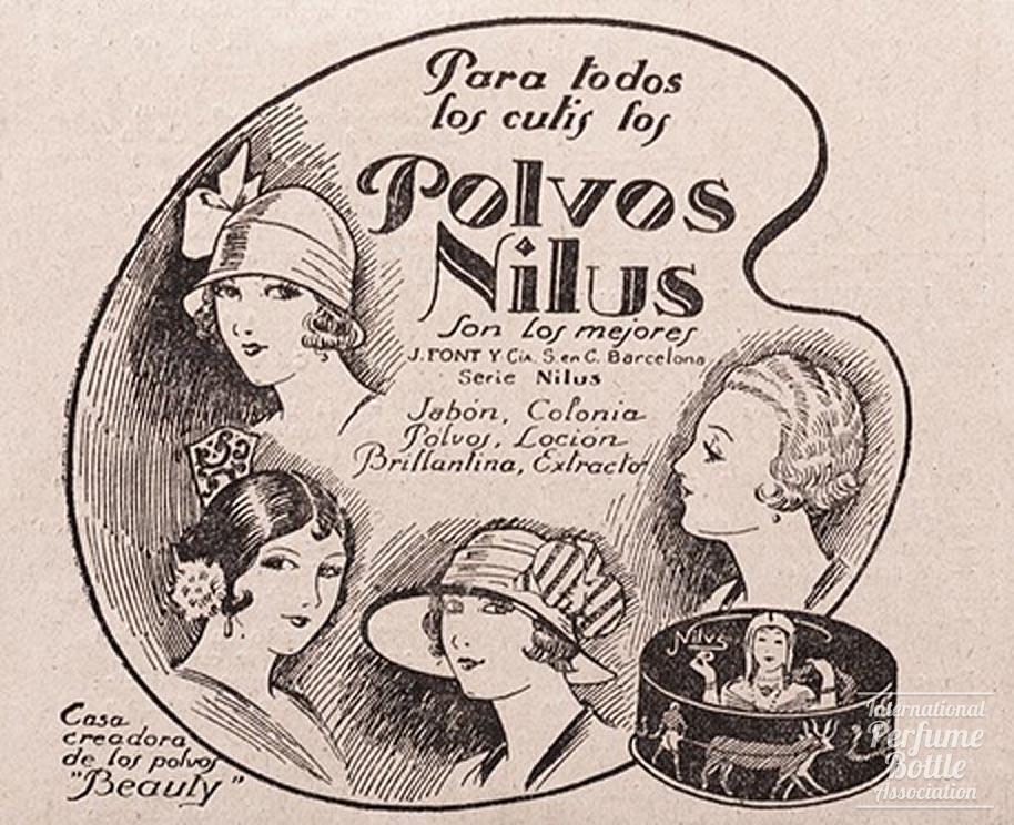 "Polvos Nilus" by Font y Cía Advertisement - 1925