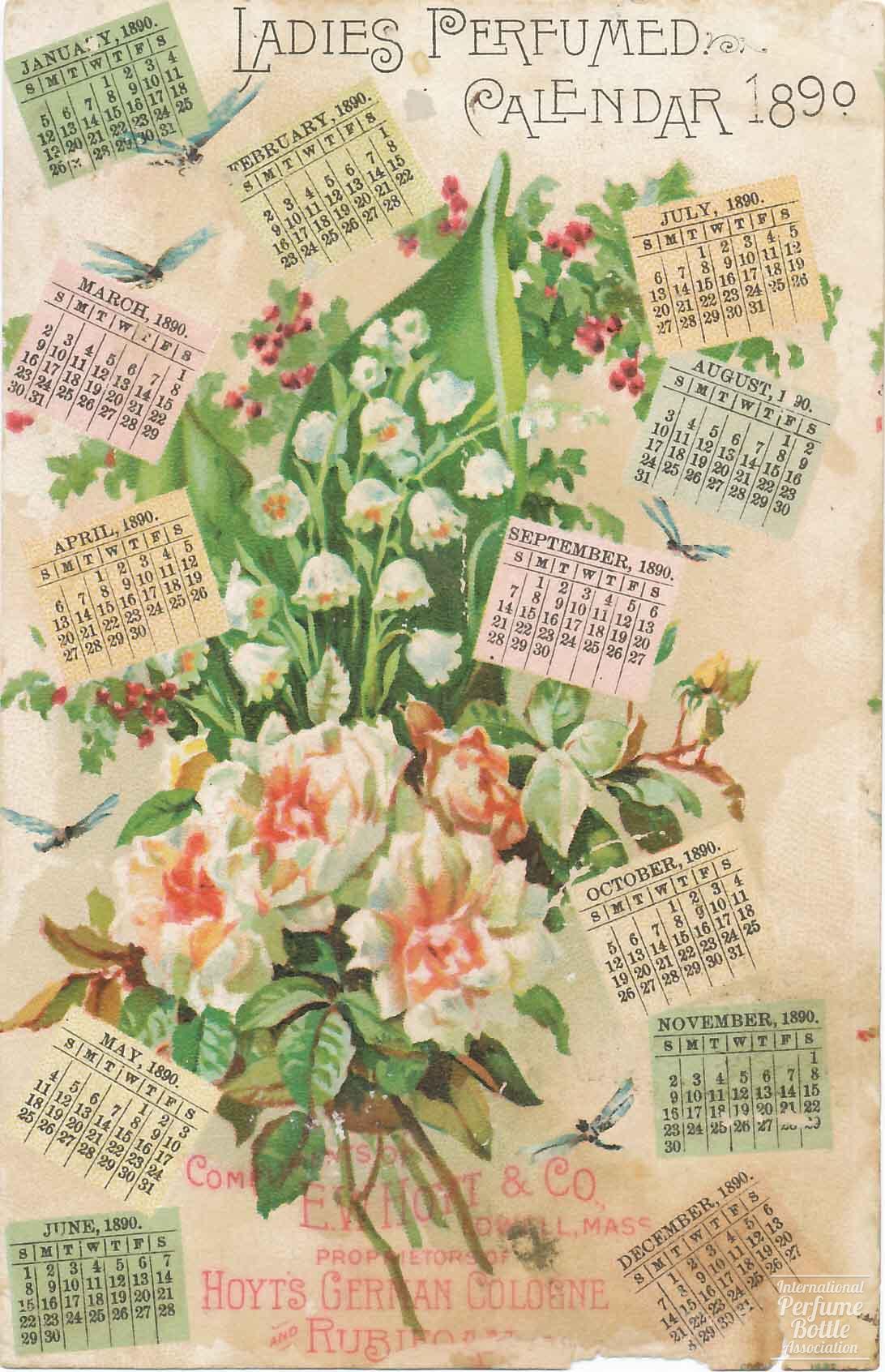 "Hoyt's German Cologne" Scent Card by E. W. Hoyt With 1890 Calendar