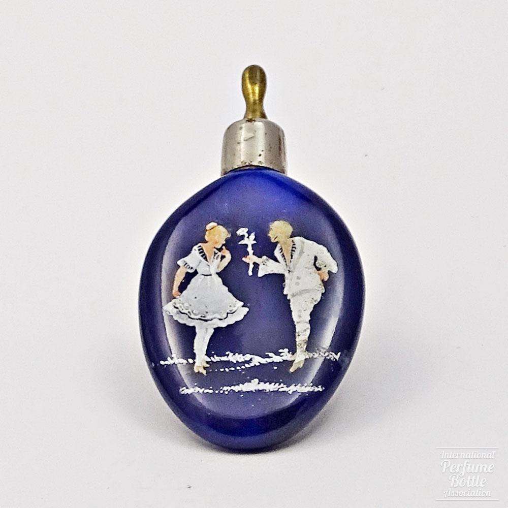 Blue Scent Bottle With Courting Couple