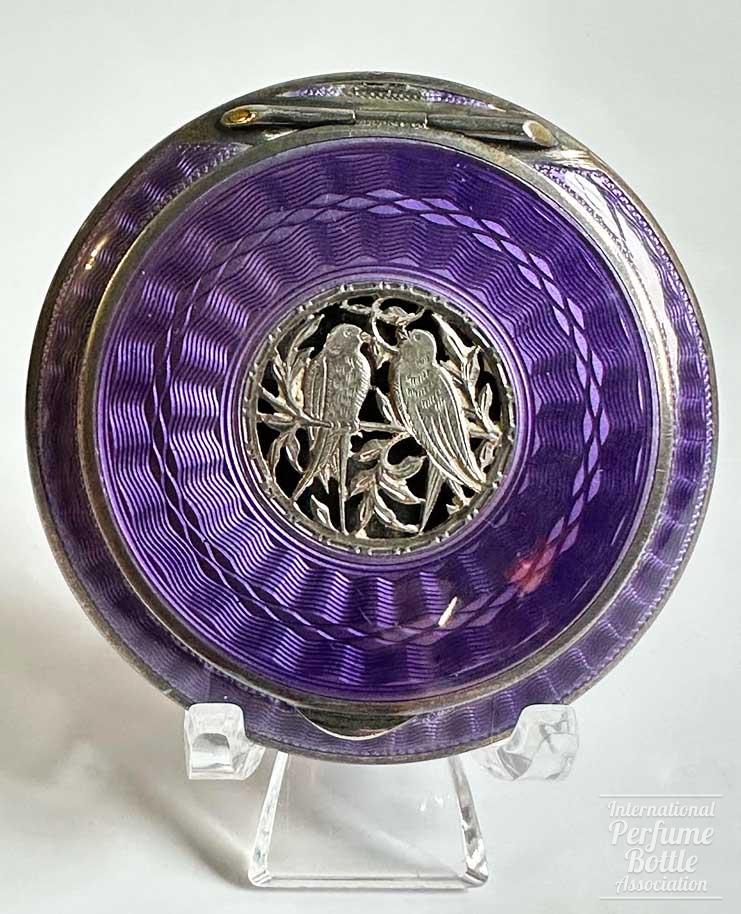 Purple Guilloché Compact With Two Birds