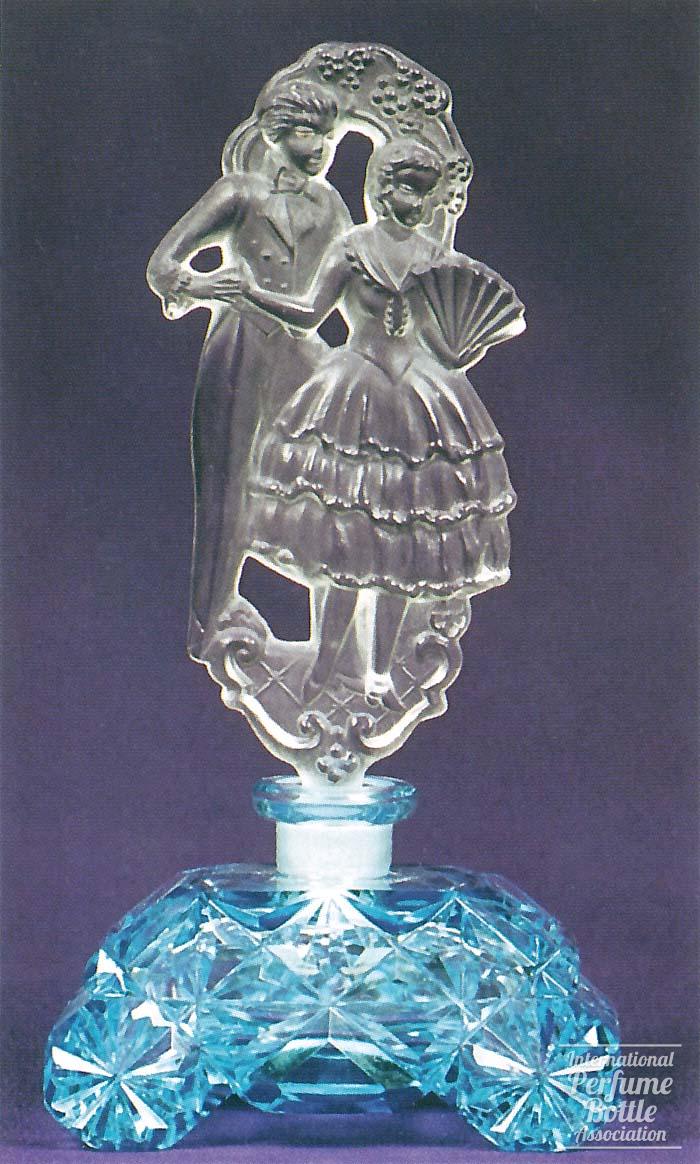 Blue Czech Bottle With Young Couple