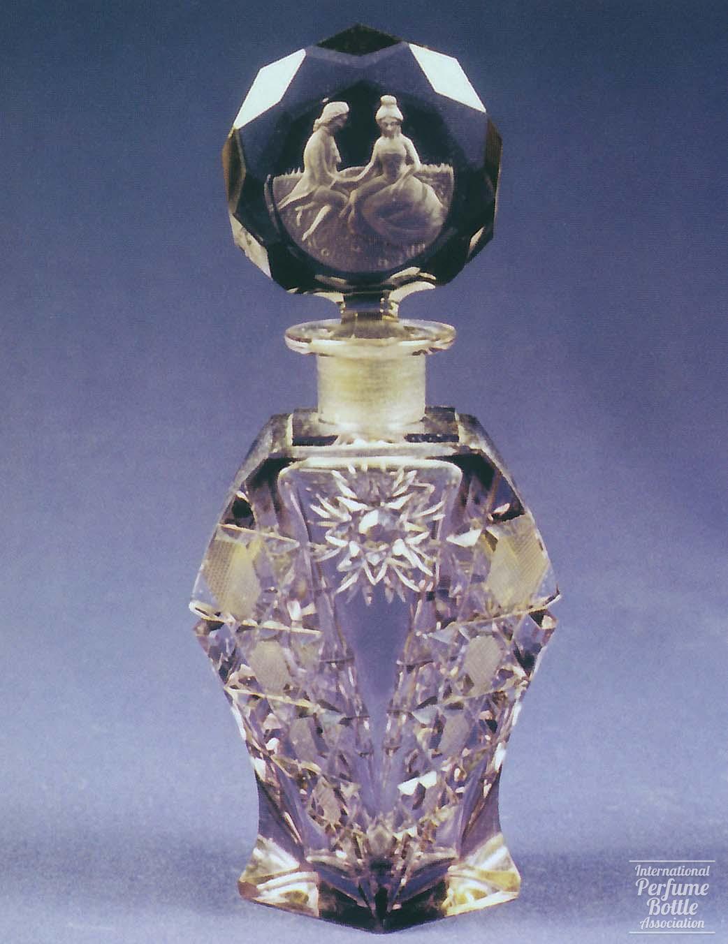 Violet Bottle With Courting Couple on Lawn