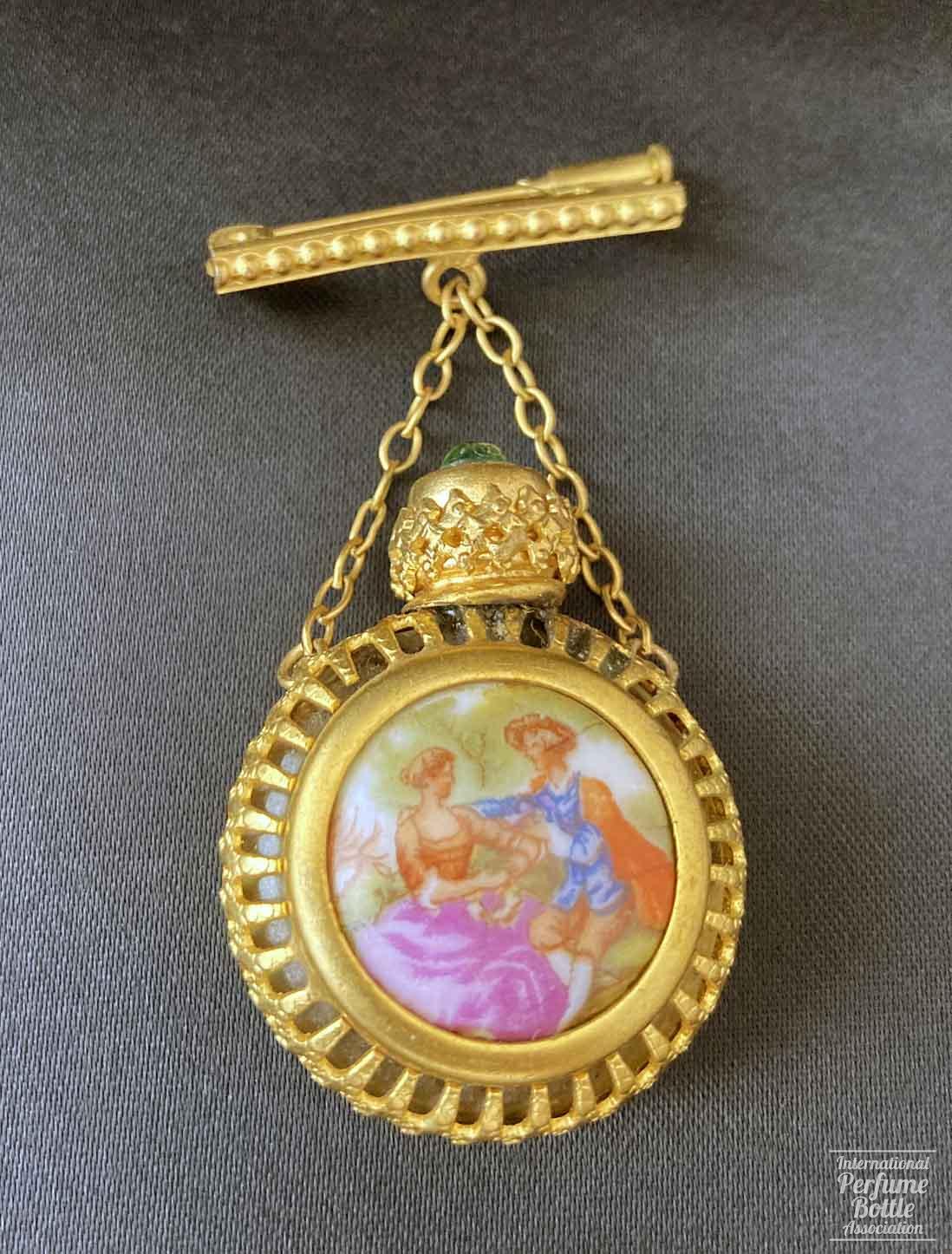 Brooch With Courting Couple Bottle