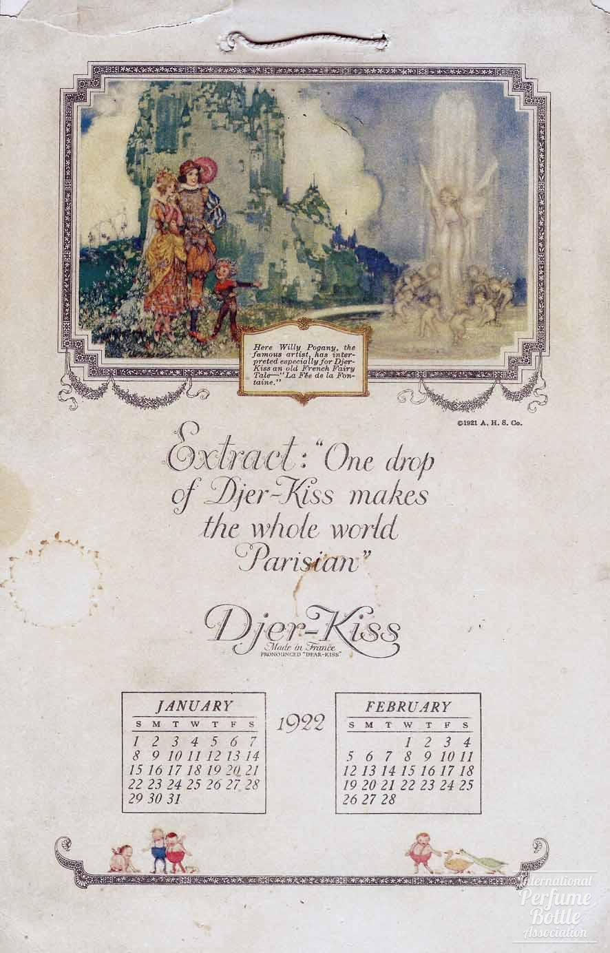 1922 "Djer-Kiss" Advertising Calendar by Kerkoff