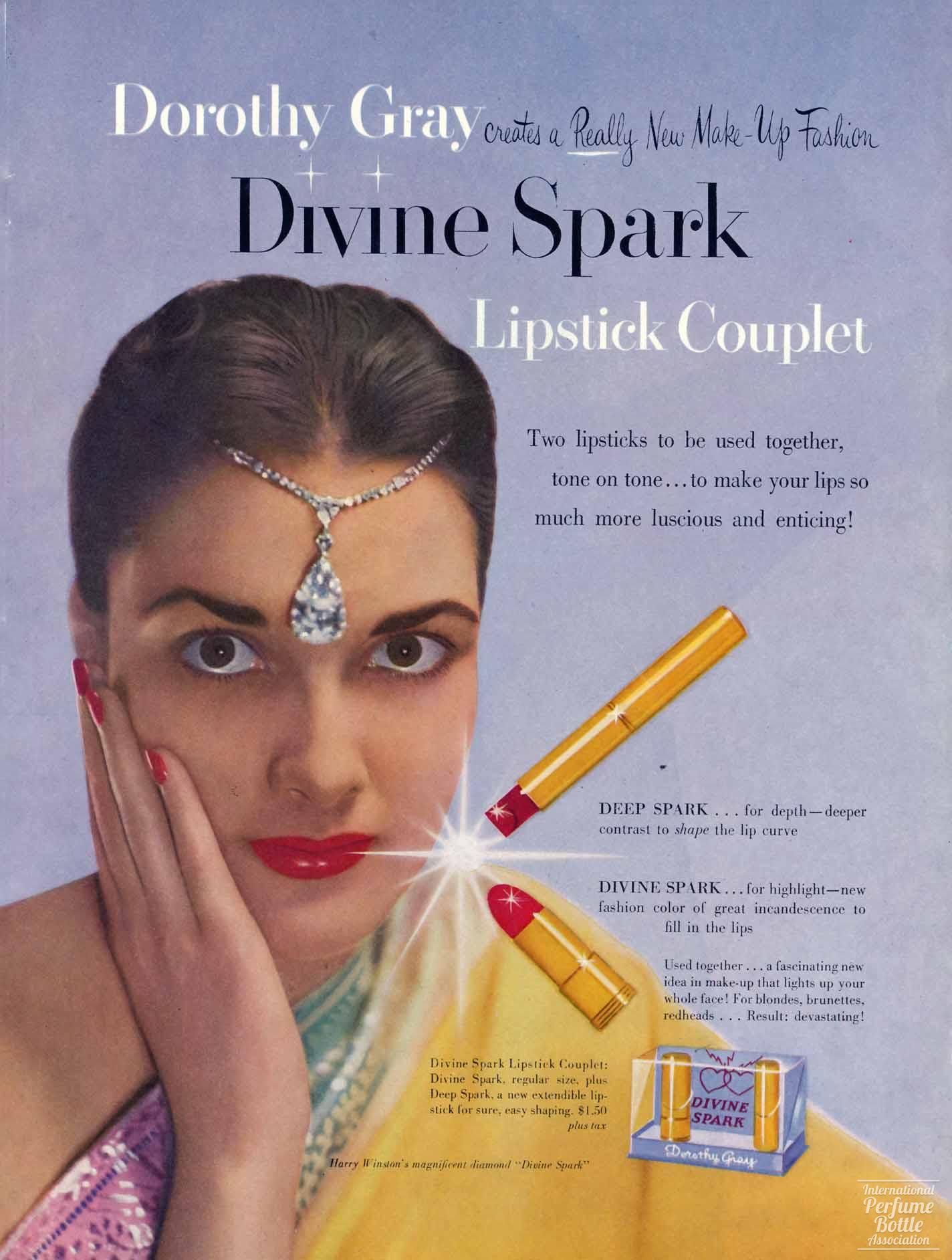 "Divine Spark" Lipstick by Dorothy Gray Advertisement - 1949