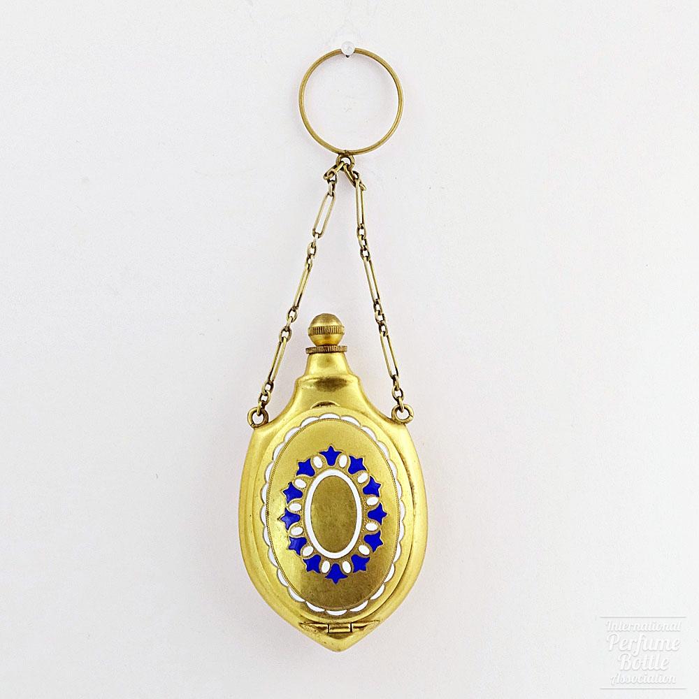 Enameled Gold Scent Bottle With Powder Compartment